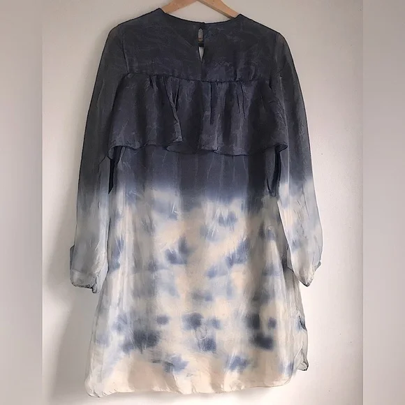 Tie Dye Ruffle Silk Dress - Picture 2 of 8